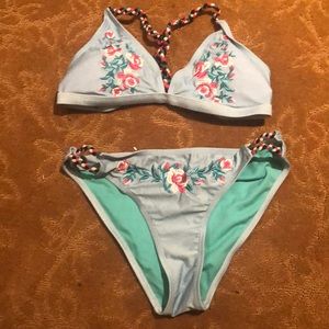 Ymi bathing suit blue with flowers